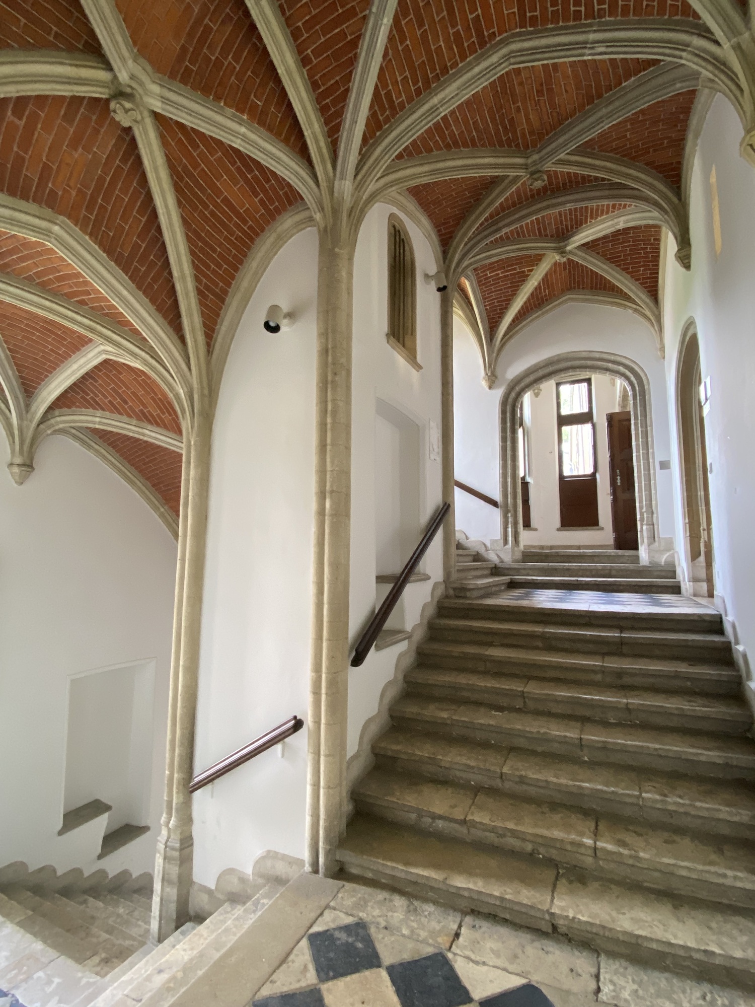 The stairwell up to the auditorium.